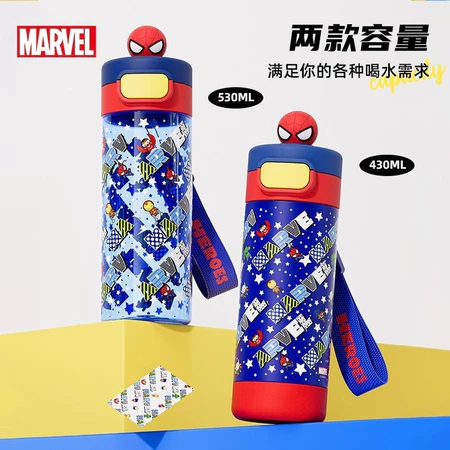 Marvel Spiderman Water Bottle Gift Set – 2 Bottles (430ml & 530ml): Insulated & Tritan Plastic