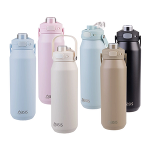 Oasis Ceramic Stainless Steel Triple Wall Capri Quick Release Drink Bottle 750ML